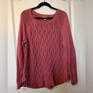 Sonoma XL Cable Knit Crewneck Sweater in Dusty Rose